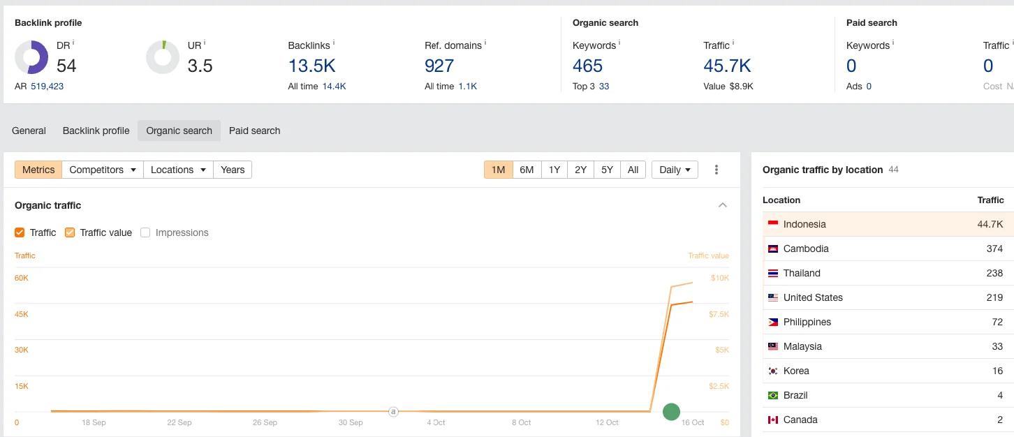 Ahrefs Traffic Screenshot - 0